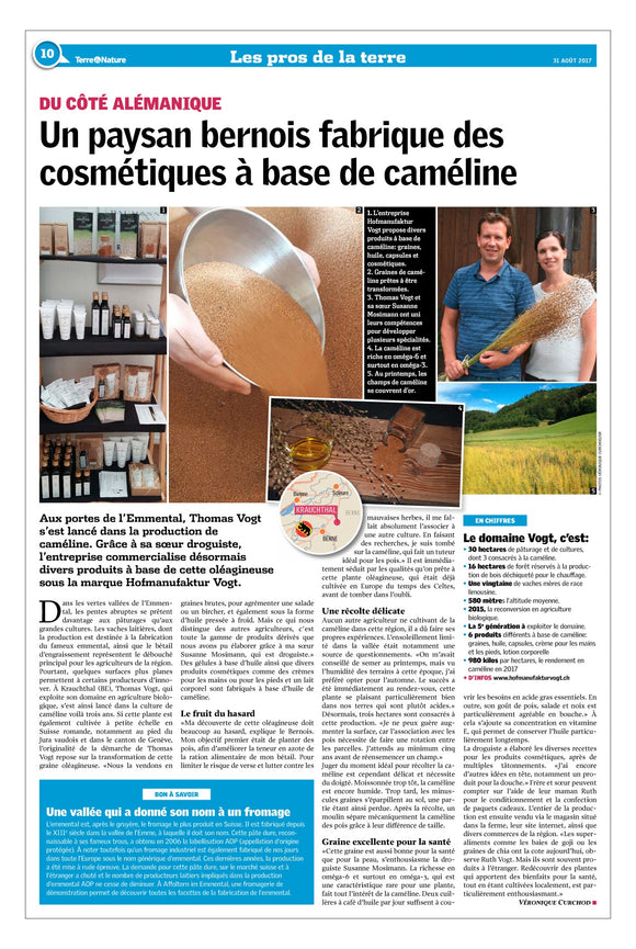 Zeitungsartikel in der Terre et Nature